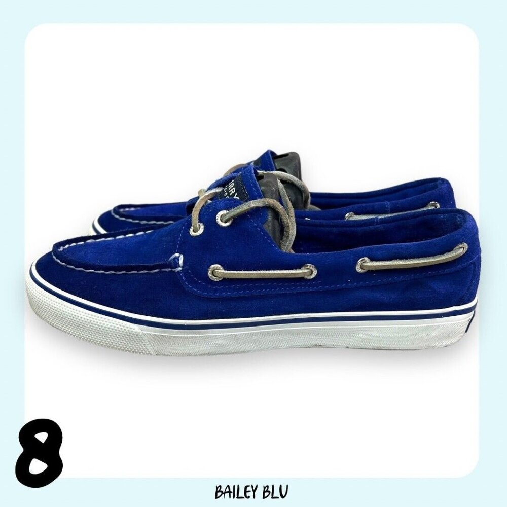 Sperry Top Sider Suede Boat Shoe Size 8 Womens Royal Blue Leather Casual Rare